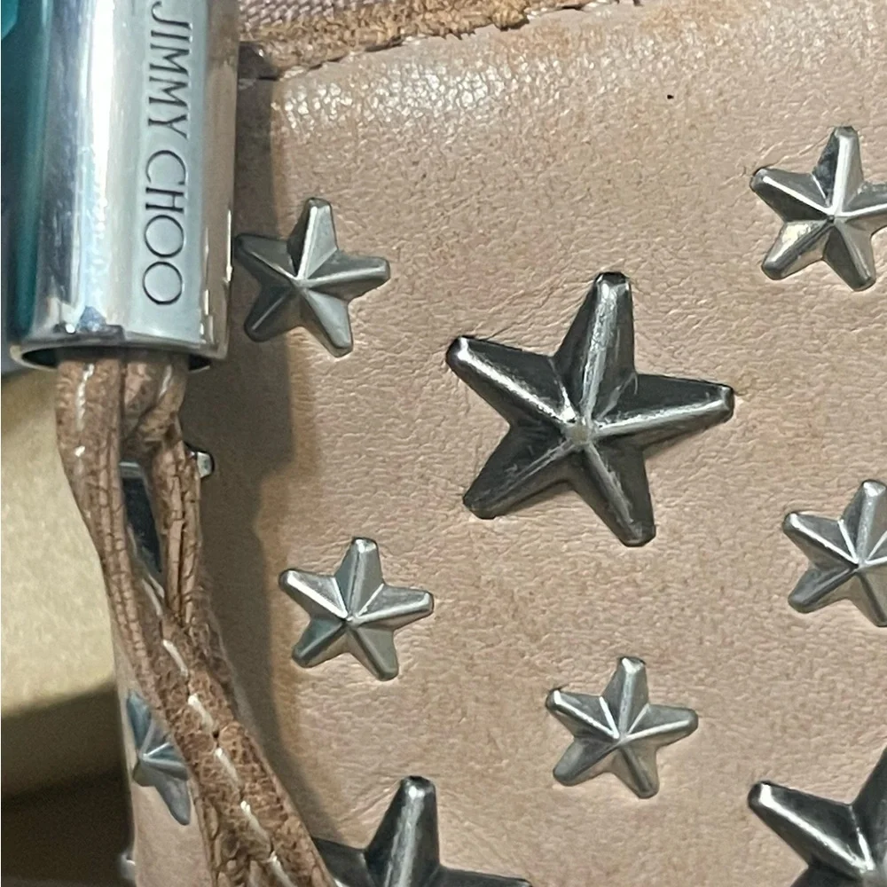 Vintage Jimmy Choo beige and Silver Star Wallet full inclusion
